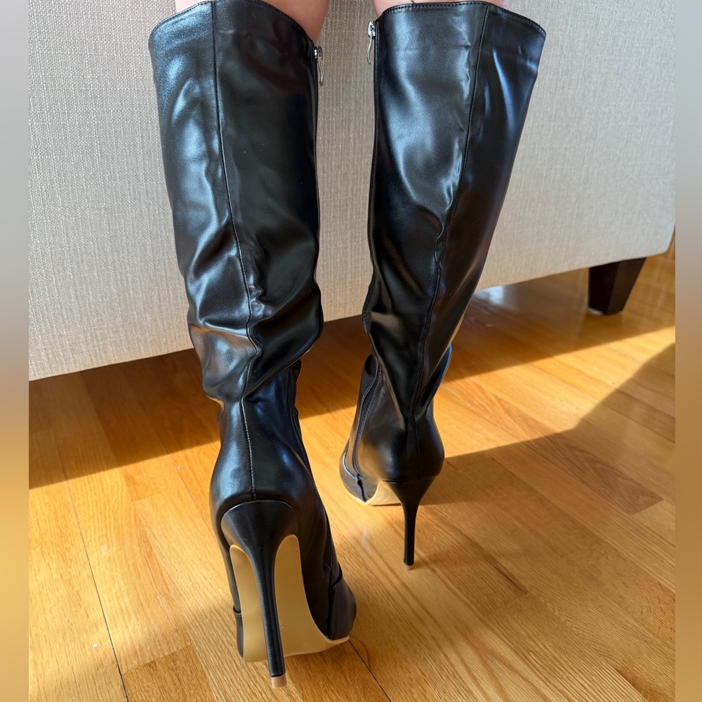 Black Knee-High Pointed Toe Women's Boots Size 39 - Picture 4 of 11